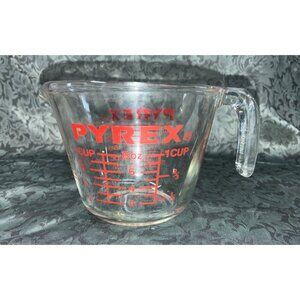Vintage PYREX 1 Cup Glass Measuring Cup #508 Red Letter 8oz / 250ml Corning #t